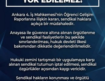 SENDİKAL HAKLAR YARGI KARARLARIYLA YOK EDİLEMEZ!
